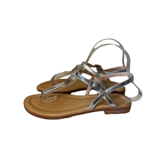 Sperry Top Sider Women's Silver Metallic T-Strap Flat Sandals Size US 7.5 - Picture 5 of 9